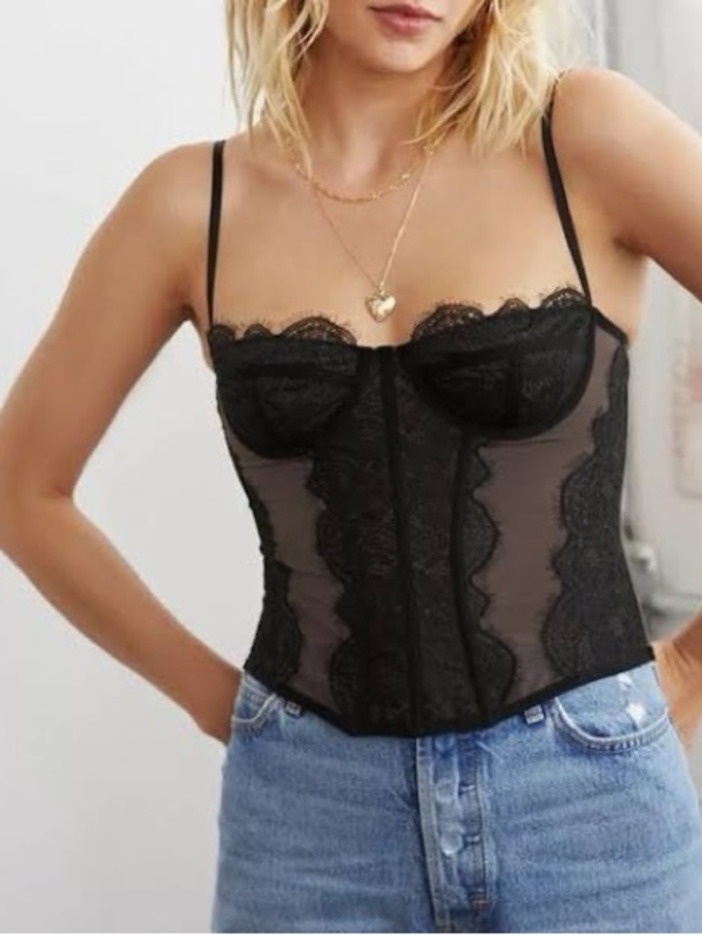 Urban Outfitters Black Lace Bustier Camisole